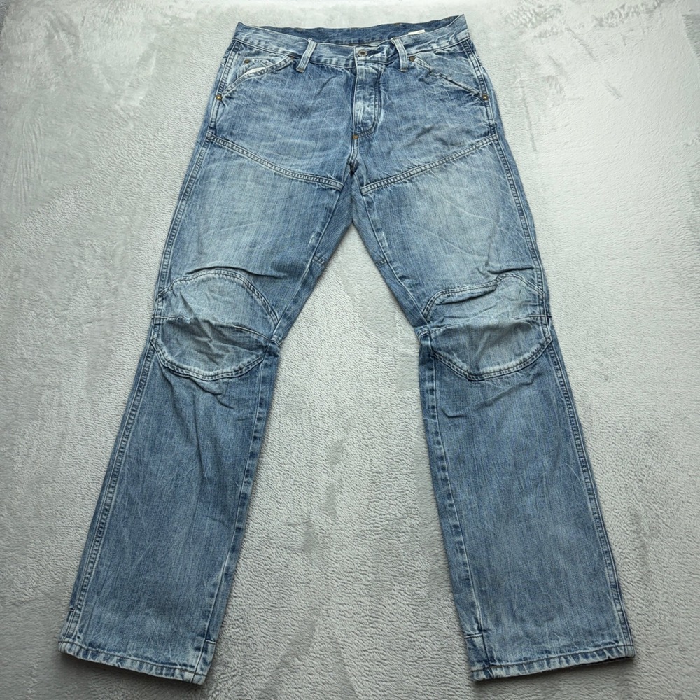 G-Star Raw Jeans Mens 32x32 Blue Elwood 3D Straight Leg Articulated Denim